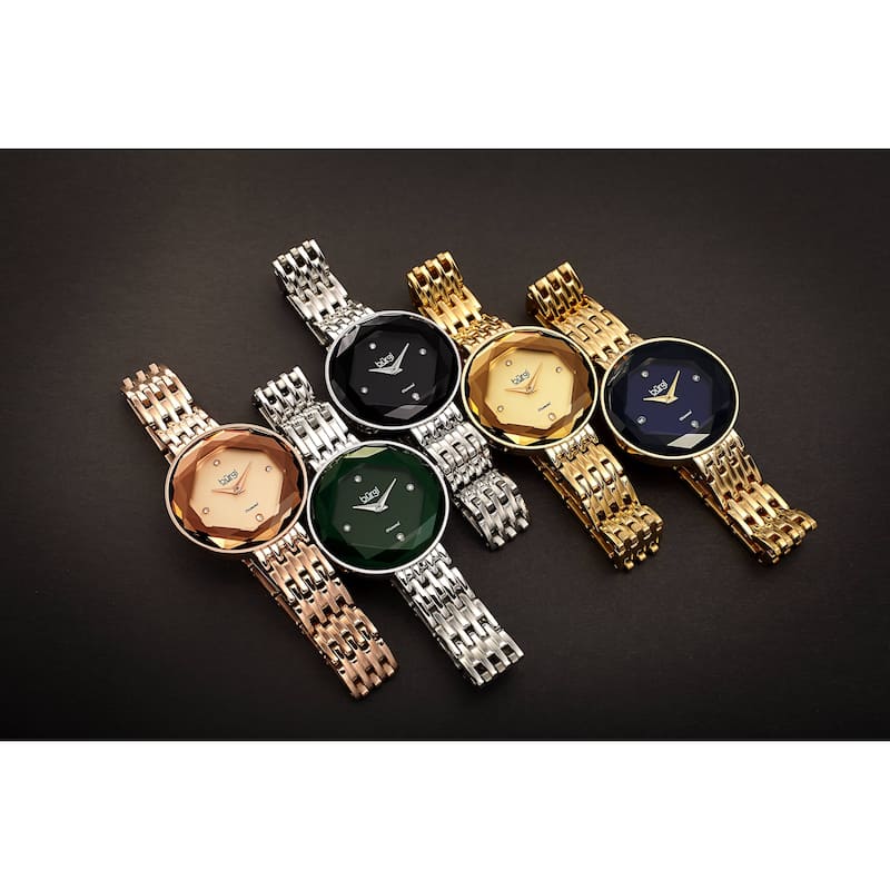Burgi Women's Chic Diamond Hexagonal Faceted Crystal Link Bracelet Watch