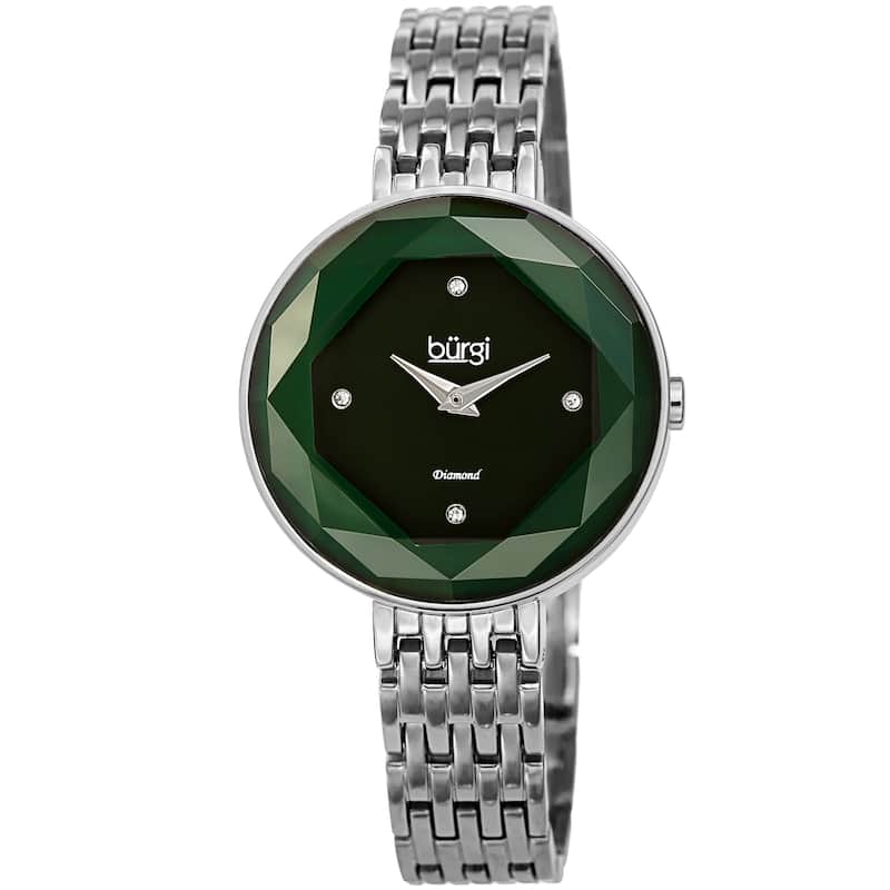 Burgi Women's Chic Diamond Hexagonal Faceted Crystal Link Bracelet Watch