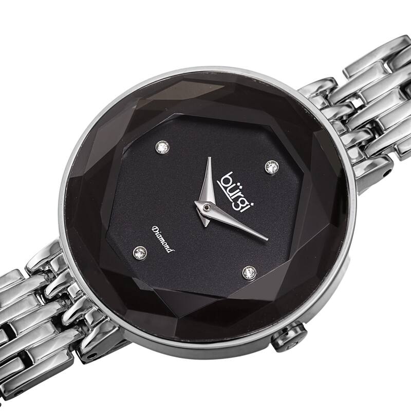 Burgi Women's Chic Diamond Hexagonal Faceted Crystal Link Bracelet Watch