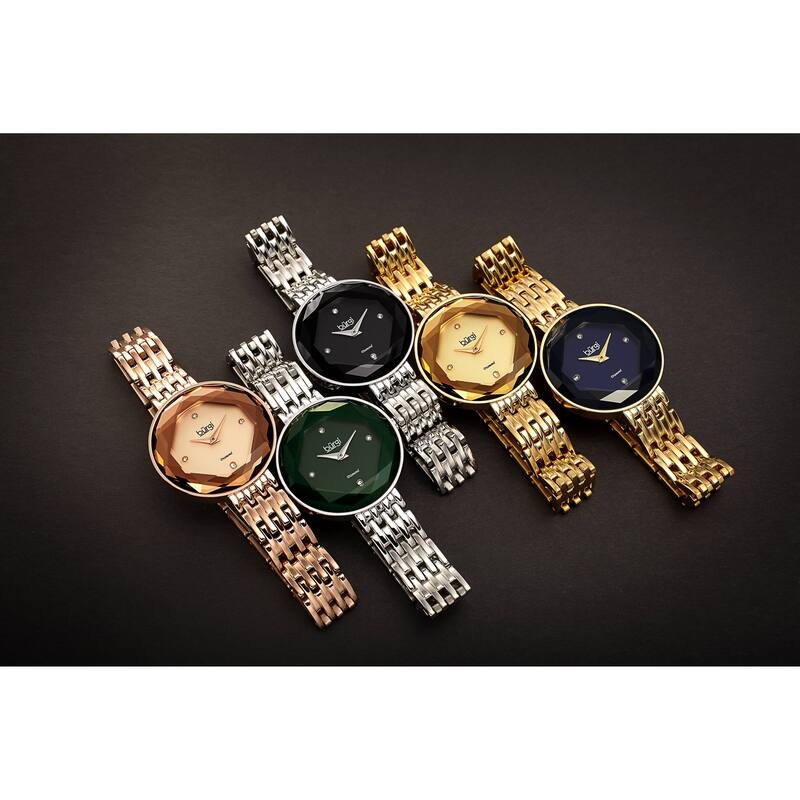 Burgi Women's Chic Diamond Hexagonal Faceted Crystal Link Bracelet Watch