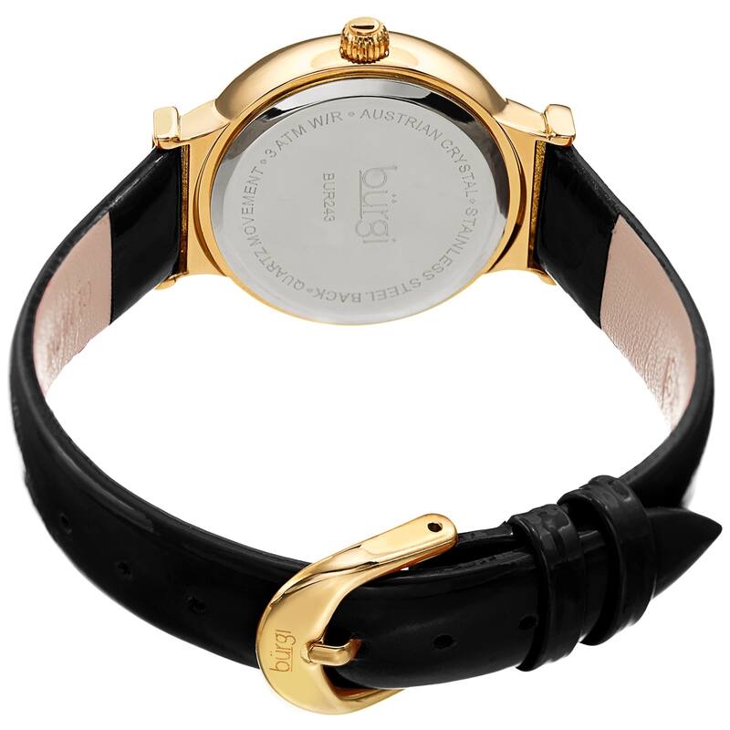 Burgi Women's Dazzling Chic Swarovski Crystal Leather Strap Watch