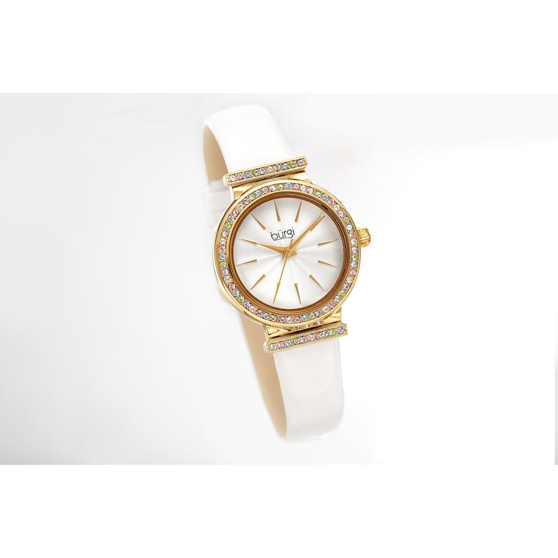 Burgi Women's Dazzling Chic Swarovski Crystal Leather Strap Watch