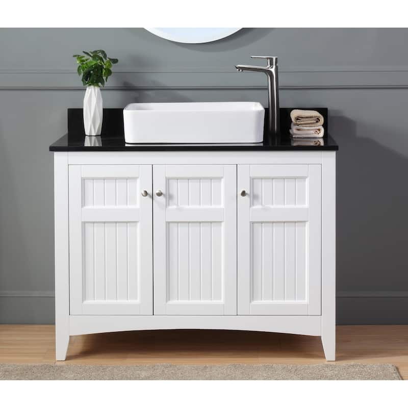 42" Benton Collection Triadsville Vessel Sink White Bathroom Vanity