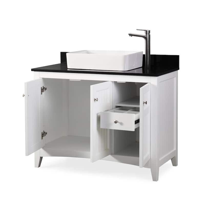 42" Benton Collection Triadsville Vessel Sink White Bathroom Vanity