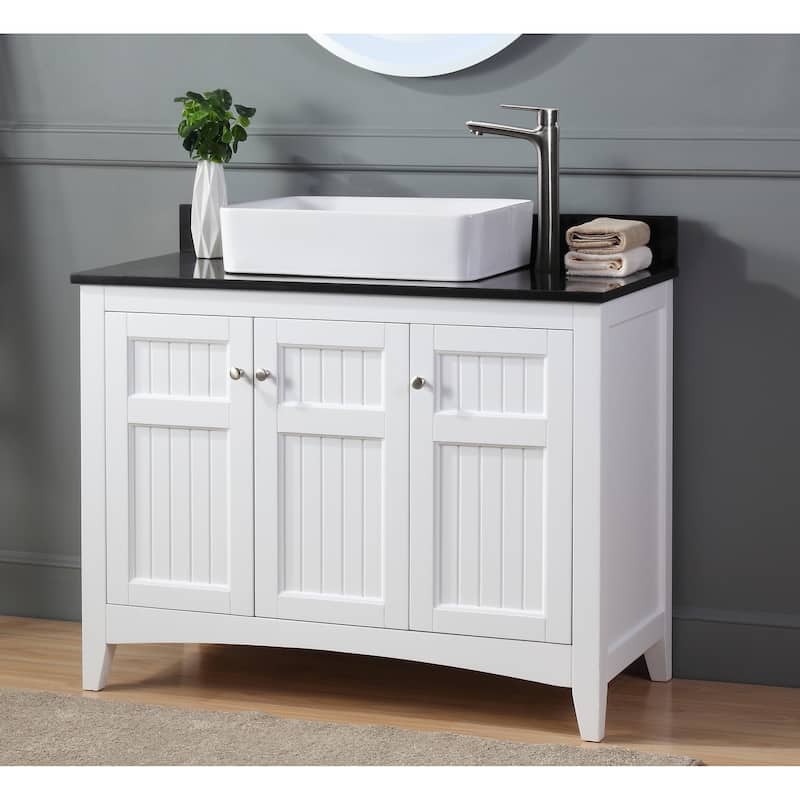 42" Benton Collection Triadsville Vessel Sink White Bathroom Vanity