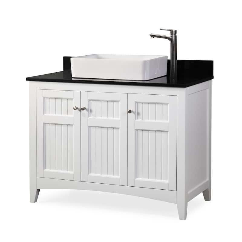 42" Benton Collection Triadsville Vessel Sink White Bathroom Vanity