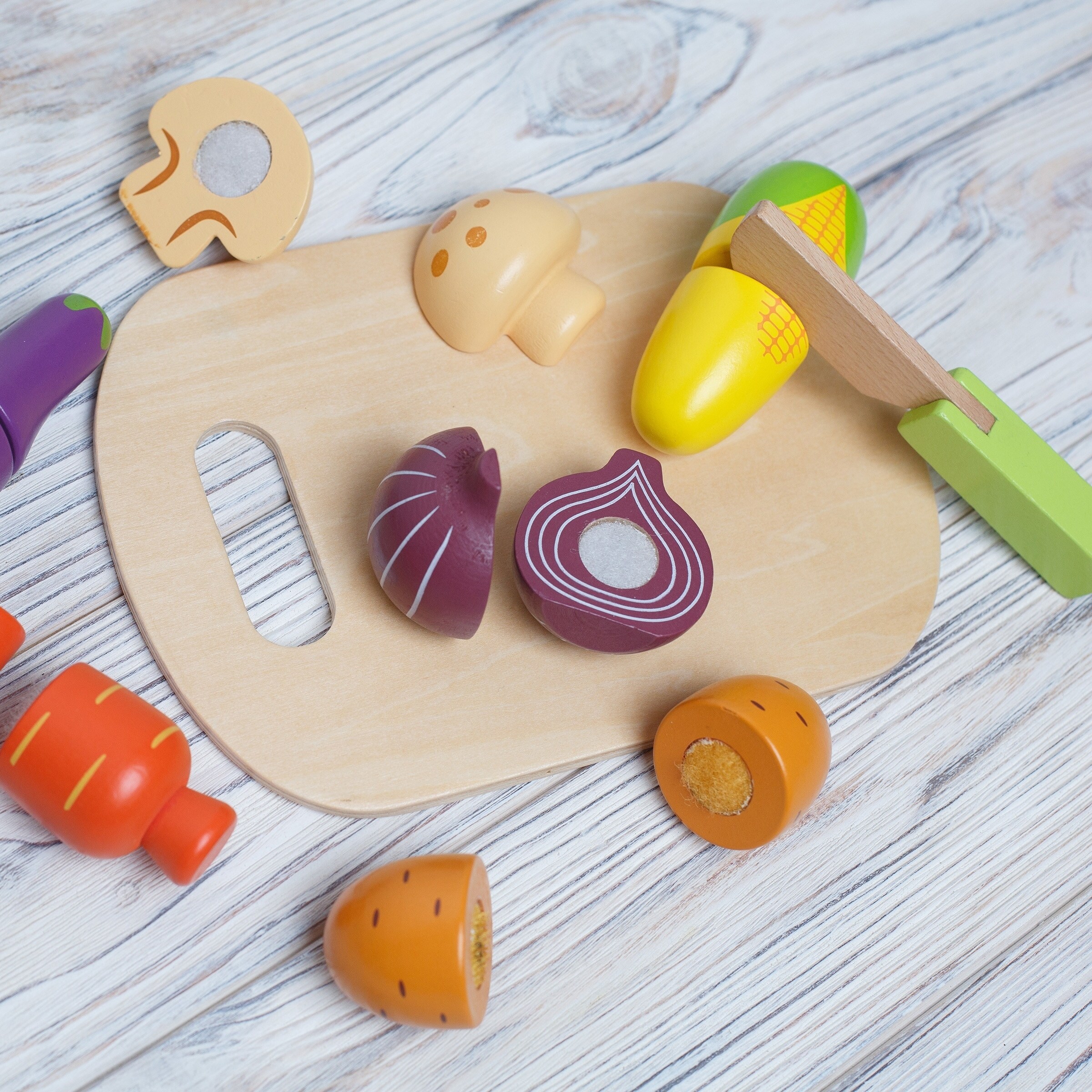 wooden magnetic play food