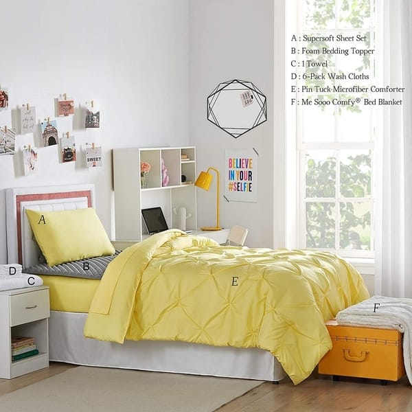 Shop Porch Den Biles Limelight Yellow Pin Tuck Twin Xl Dorm Room