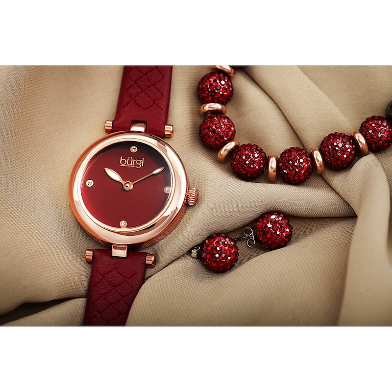 Burgi Women's Earrings, Crystal Bracelet, Diamond Argyle Watch Fashion Gift Set