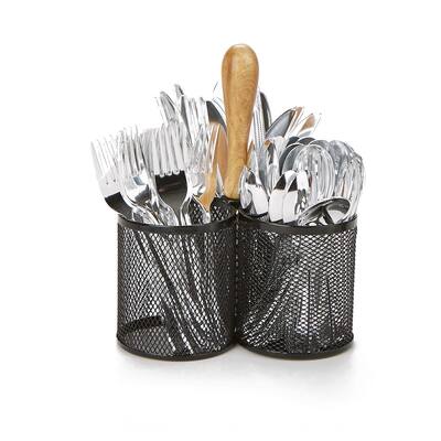 Mind Reader 3 Cup Utensils Caddy, Cutlery Holder, Flatware and Silverware Organizer, Black
