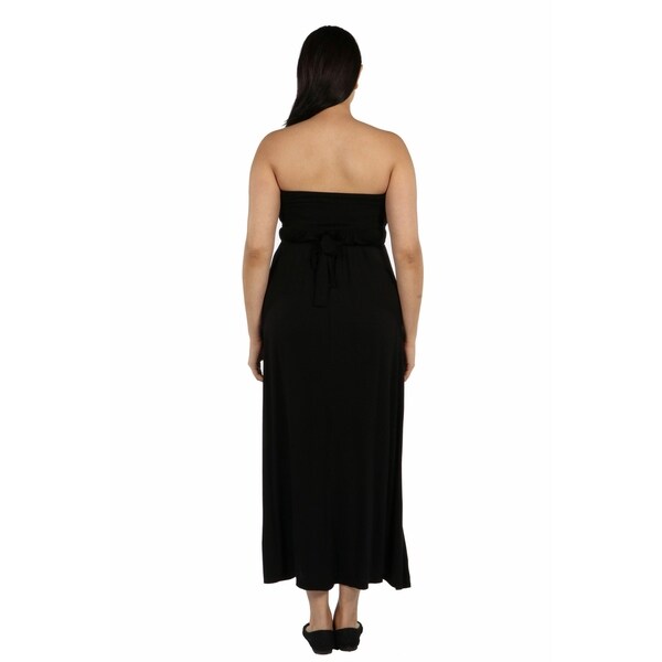 Made in USA Sizes S-3XL 24seven Comfort Apparel Womens Plus Size Long Sleeve V Neck Empire Waist Tie Back Dress