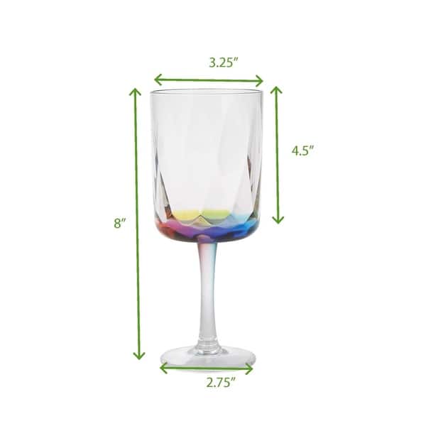 Mind Reader 4 Pack 13 Oz Rainbow Acrylic Wine Glass, Drinking Glass, Shatter -Resistant, Clear - Bed Bath & Beyond - 27995027