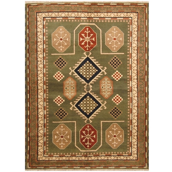 Handmade One-of-a-Kind Kazak Wool Rug (India) - 5'9 x 7'10