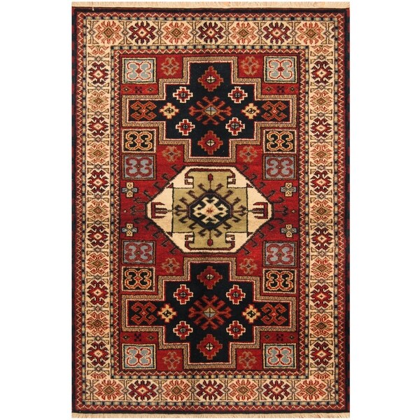 Handmade One-of-a-Kind Kazak Wool Rug (India) - 4'1 x 6'