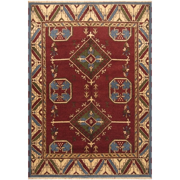 Handmade One-of-a-Kind Kazak Wool Rug (India) - 5'8 x 8'1