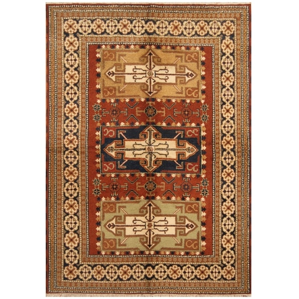 Handmade One-of-a-Kind Kazak Wool Rug (India) - 5'7 x 7'10