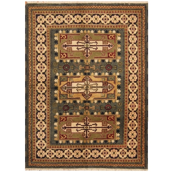 Handmade One-of-a-Kind Kazak Wool Rug (India) - 4'10 x 6'5