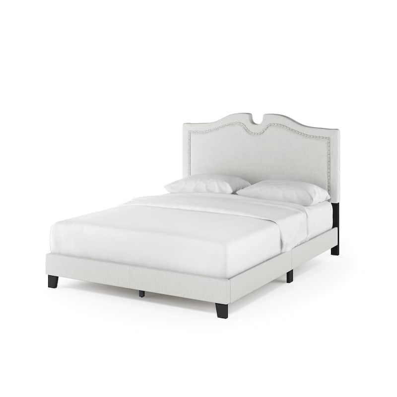 Furinno Davina Nailhead Trim Bed Frame, Linen
