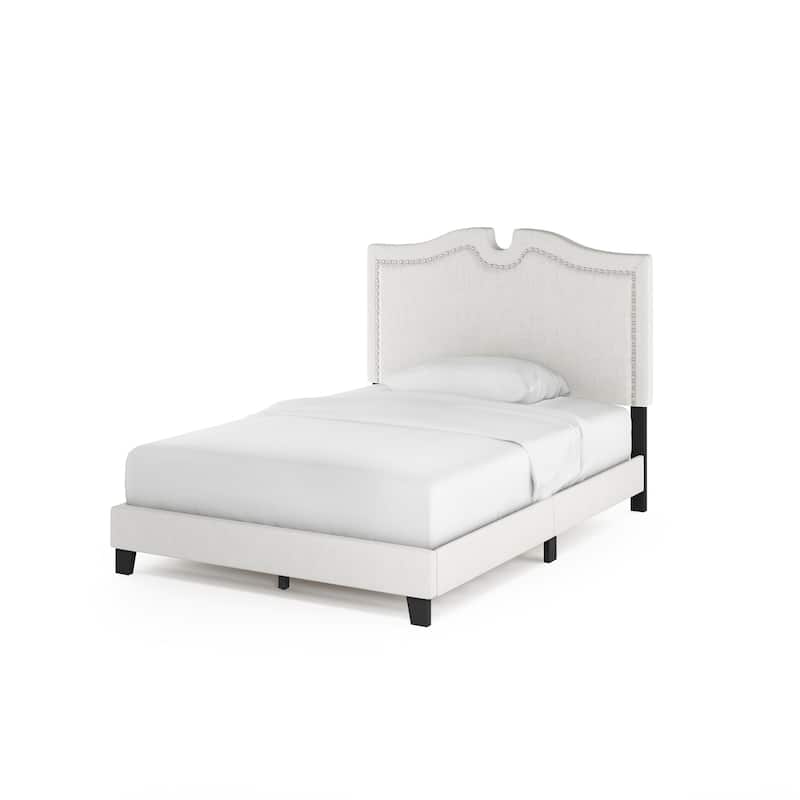 Furinno Davina Nailhead Trim Bed Frame, Linen