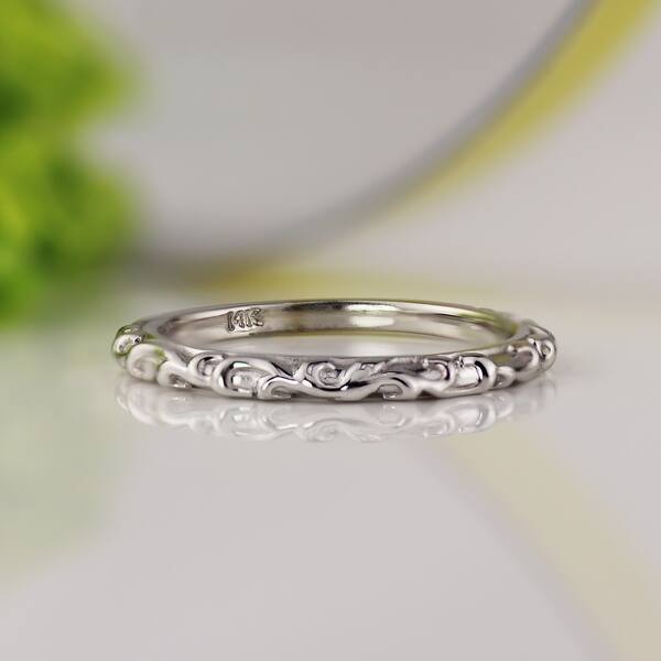 Auriya Vintage Floral Scroll Wedding Band 14k Gold On Sale Overstock 27995460