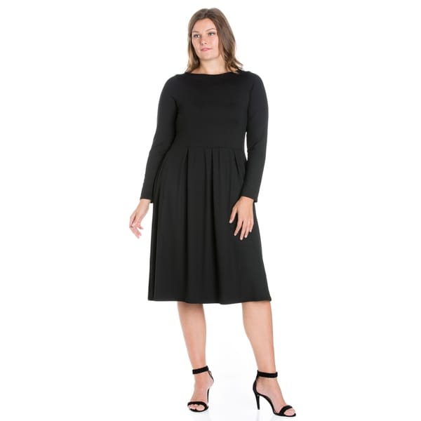 plus size fit and flare midi dress