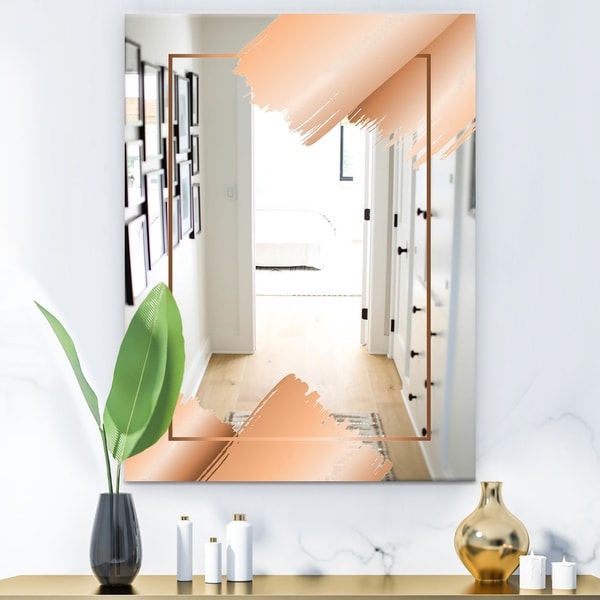 Designart 'Copper Minimal 3' Glam Mirror - Modern Bathroom Mirror - Gold
