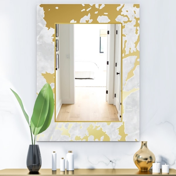 Designart 'Capital Gold Botanical Bliss 8' Glam Mirror - Frameless Decorative or Bathroom Mirror