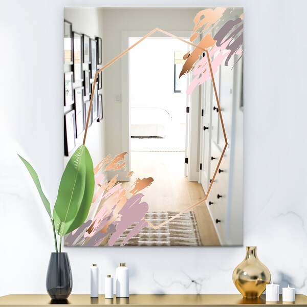 Designart 'Copper Minimal 2' Glam Mirror - Vanity or Decorative Wall Mirror - Gold