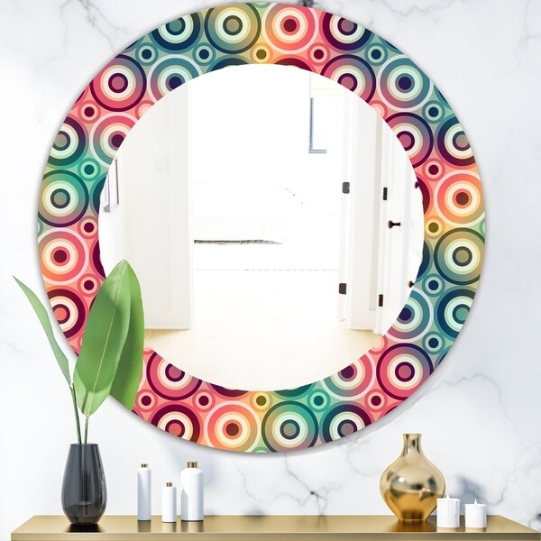 Designart 'Circular Dance 8' Modern Bathroom Mirror - Frameless Contemporary Oval or Round Wall Mirror