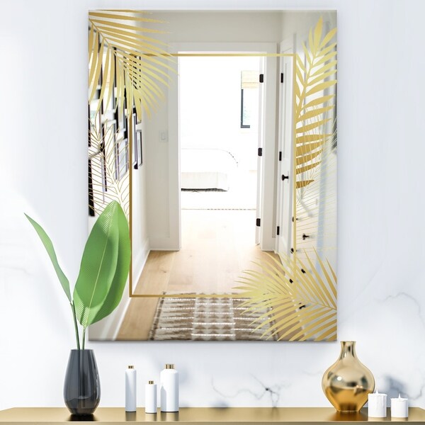 Designart 'Capital Gold Botanical Bliss 6' Glam Mirror - Modern Bathroom Mirror