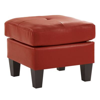 LYKE Home Newton Red Faux-leather Ottoman