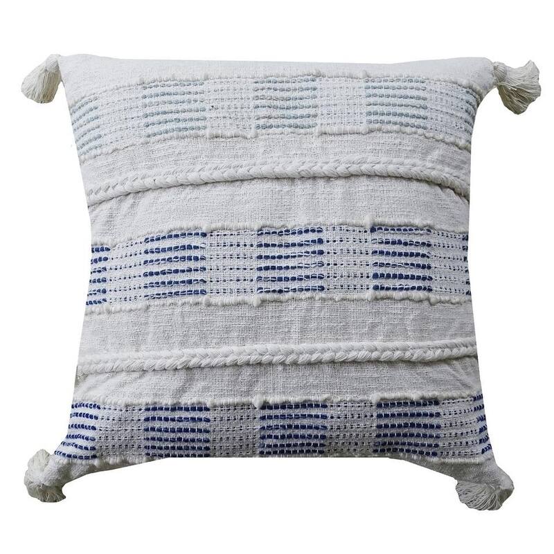 Throw Pillow White & Blue Pattern 22"X22"