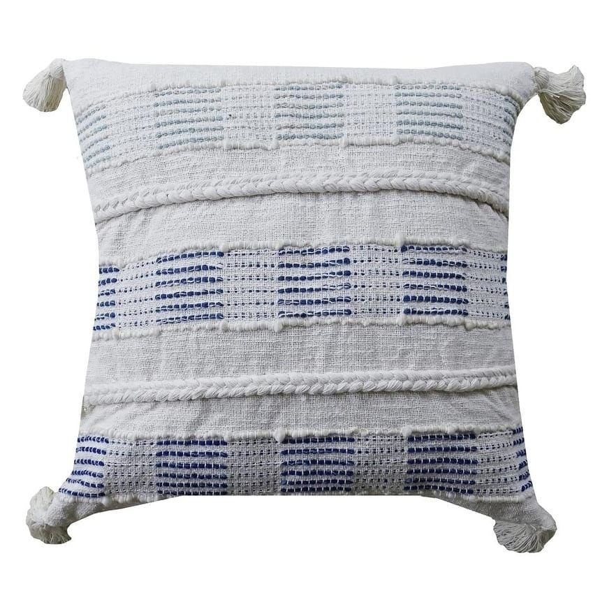 Throw Pillow White & Blue Pattern 22"X22"