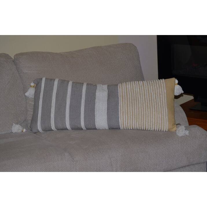 Handloom Woven Textured Stripe Accent Pillow Cover 14"x36"