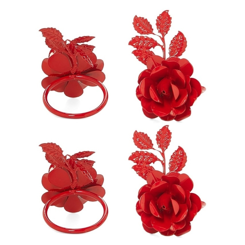 Rose Napkin Rings Set of 4