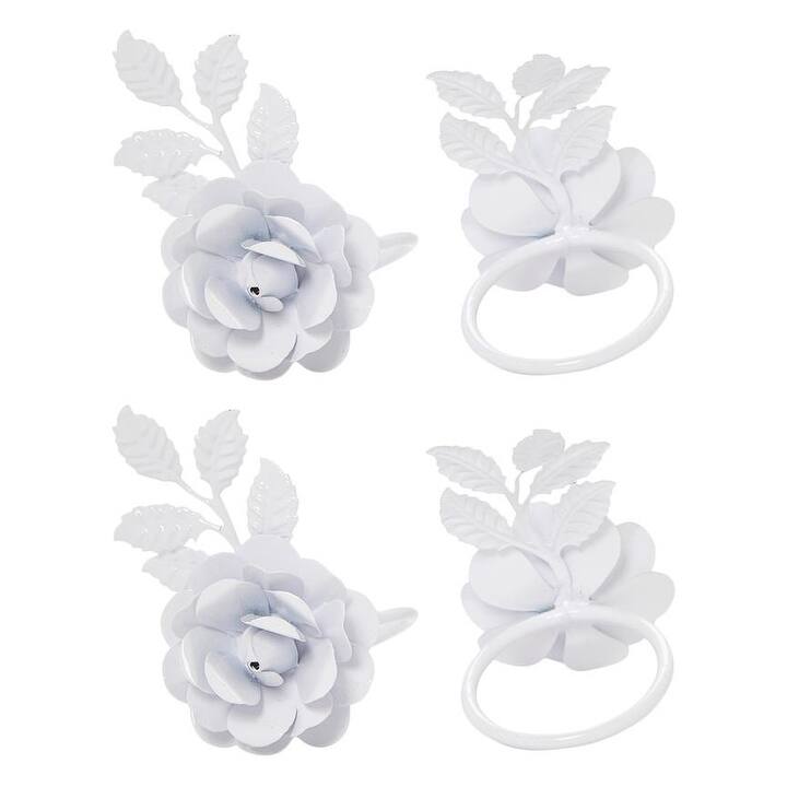 Rose Napkin Rings Set of 4 - White
