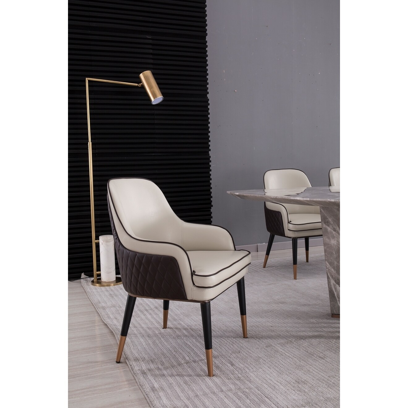 Mid Century Modern Beige Grey Quilted Upholstered Dining Room Chair Mid Century Modern Beige Grey Quilted Upholstered Dining Room Chair