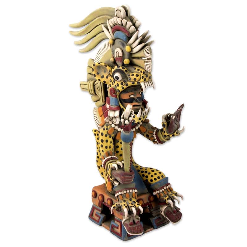 Handmade Tezcatlipoca As A Jaguar Ceramic Sculpture (Mexico) - N/A