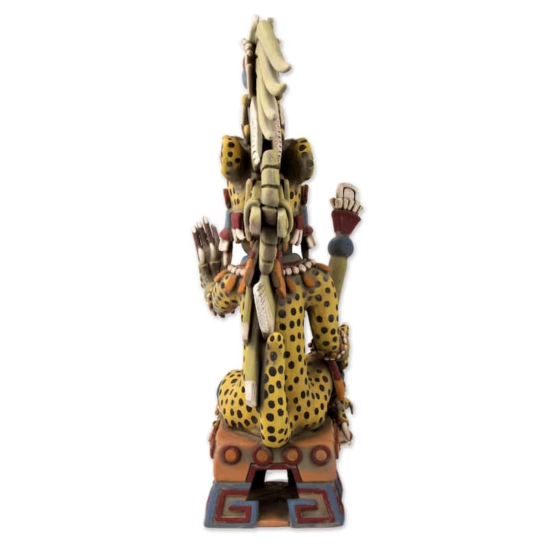 Handmade Tezcatlipoca As A Jaguar Ceramic Sculpture (Mexico)