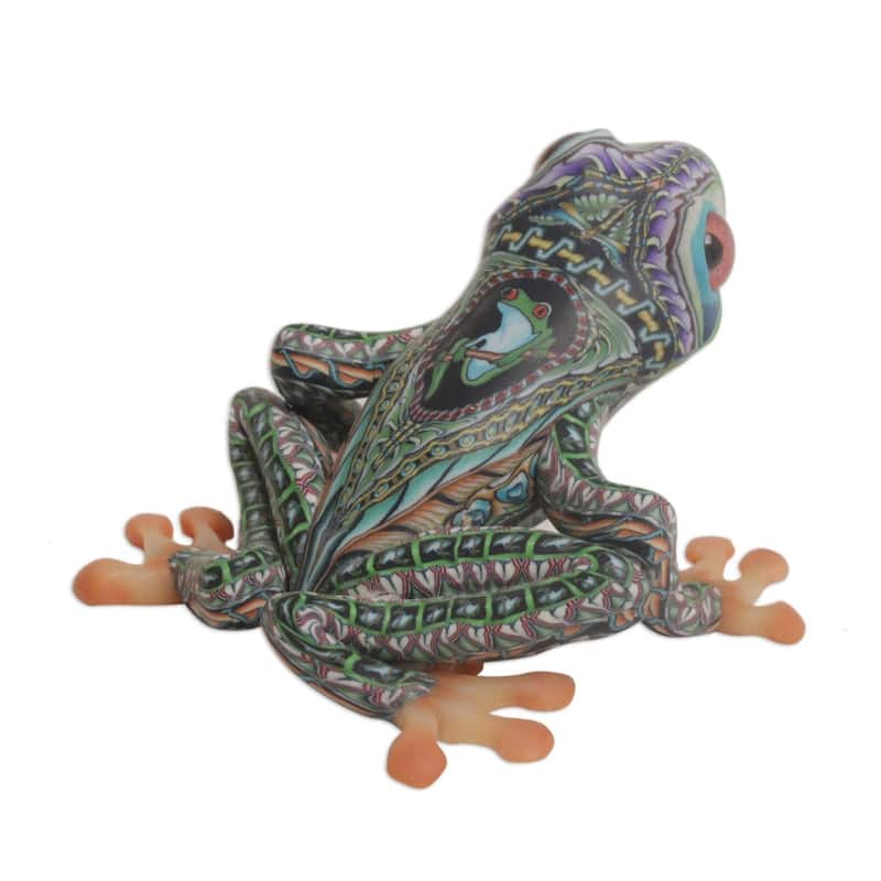 Handmade Vibrant Tree Frog (2.8 Inch) Polymer Clay Sculpture (Indonesia)
