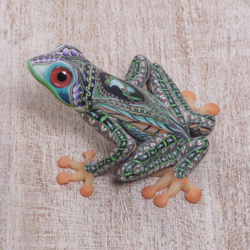 Handmade Vibrant Tree Frog (2.8 Inch) Polymer Clay Sculpture (Indonesia)