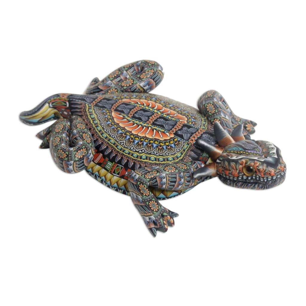 Handmade Horned Lizard (6 Inch) Polymer Clay Sculpture (Indonesia)