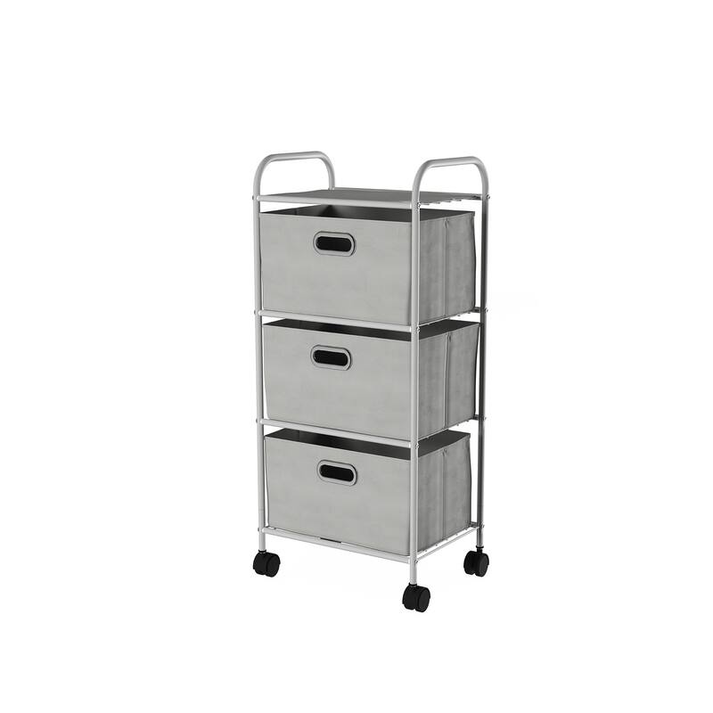4-Drawer Fabric Dresser - Slim Clothes Storage Organizer with Wheels and Metal Frame by Lavish Home (Gray)