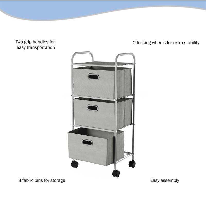 4-Drawer Fabric Dresser - Slim Clothes Storage Organizer with Wheels and Metal Frame by Lavish Home (Gray)