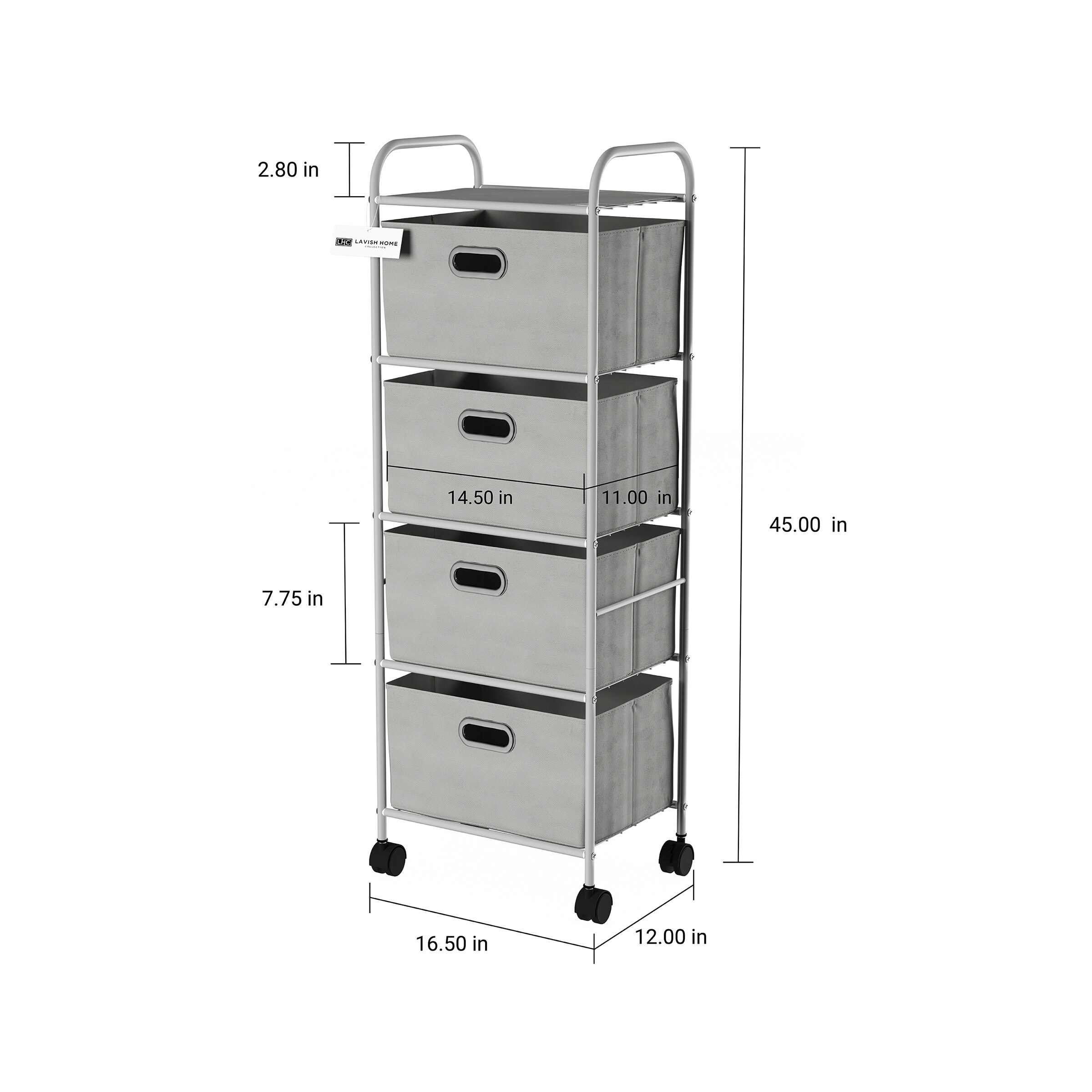 Rolling Storage Cart on Wheels- Portable Metal Storage Organizer with  Drawers and Fabric Bins by Lavish Home On Sale Bed Bath  Beyond  28002685