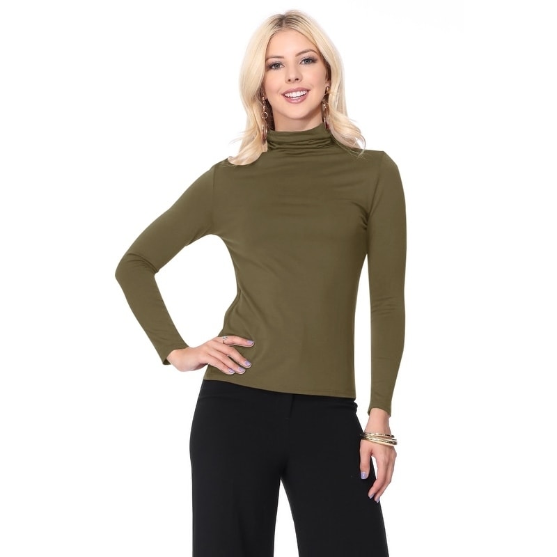 Womens Long Sleeve Turtleneck Tops Soft Lightweight Pullover Basic Layer Tee Top