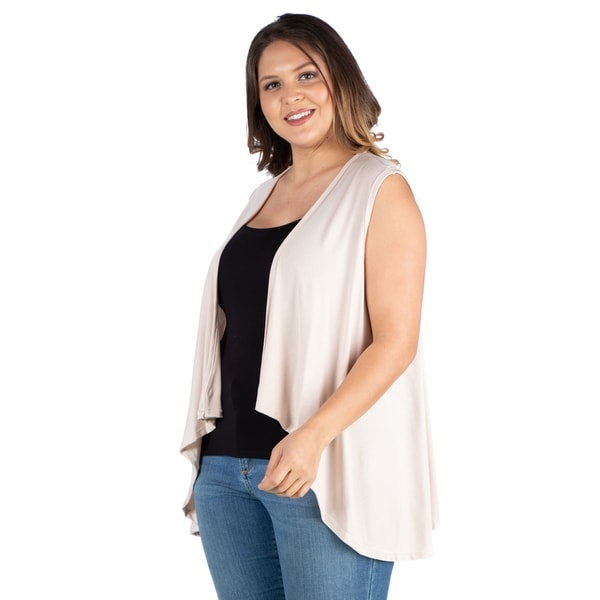 Shop 24seven Comfort Apparel Sleeveless Open Front Plus Size Shop 24seven Comfort Apparel Sleeveless Open Front Plus Size