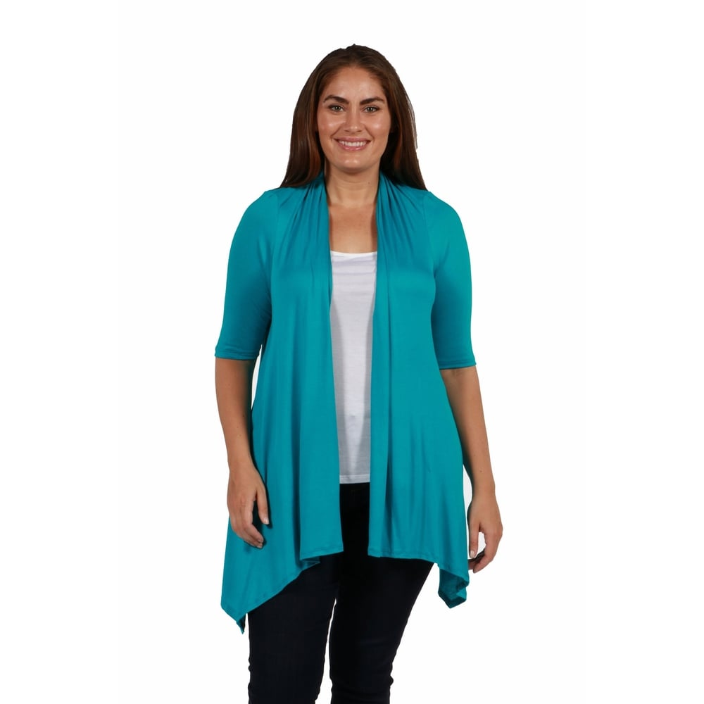 New Women's Plus Size Teal Knit Open Cardigan Sweater Sizes 2X 3X 4X 5X