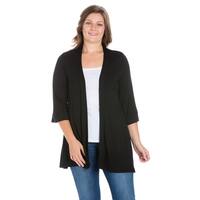 24seven Comfort Apparel Elbow Length Sleeve Plus Size Cardigan