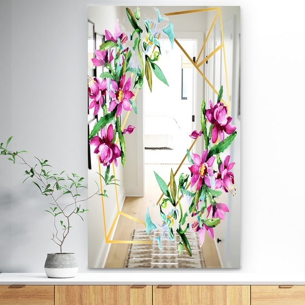 Designart 'Efflorescent Gold Abundance 6' Traditional Mirror - Wall Mirror - Pink